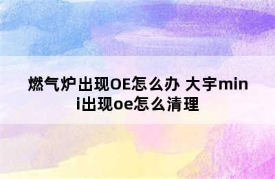 燃气炉出现OE怎么办 大宇mini出现oe怎么清理